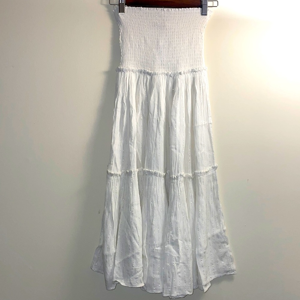 NWT Elan strapless boho maxi dress white